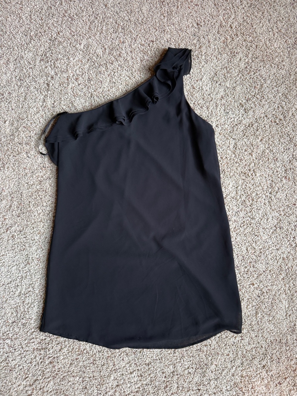 Black One-Shoulder Ruffle Dress